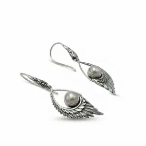 Anting Perak 925 Sayap Mutiara Asli E1439 - Gambar 2
