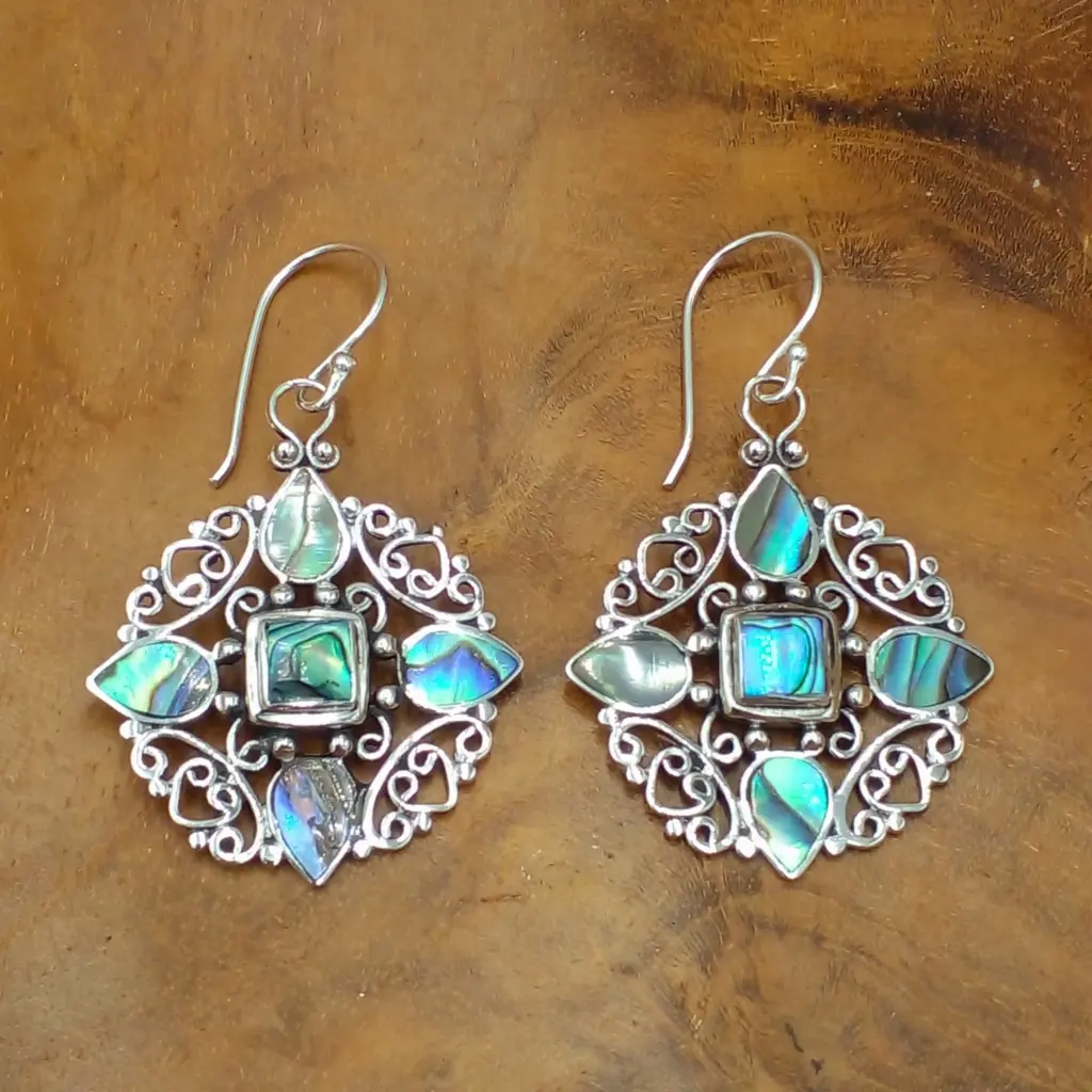 Anting Kerang Bali Perak Asli (Abalone & Mother of Pearl) E1631