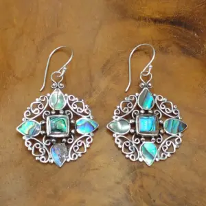 Anting Kerang Bali Perak Asli (Abalone & Mother of Pearl) E1631 - Gambar 3