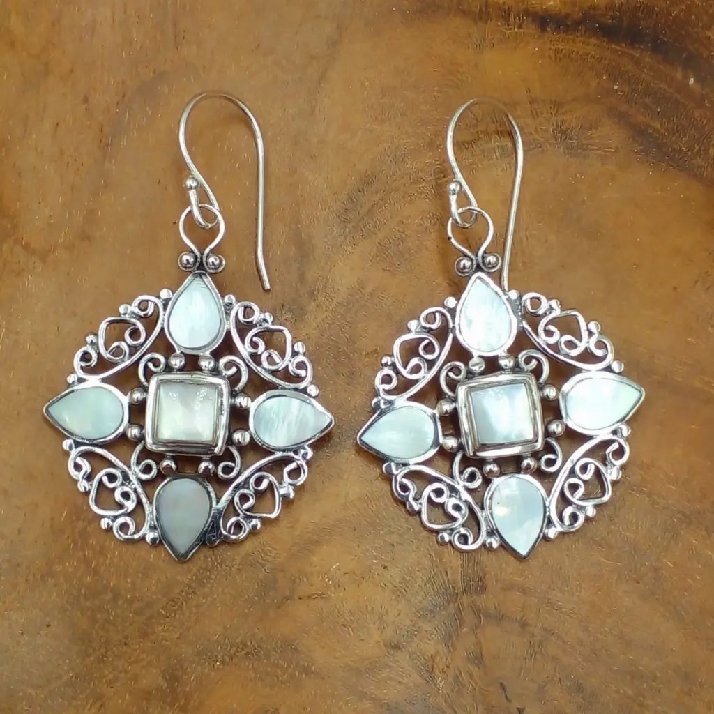 Anting Kerang Bali Perak Asli (Abalone & Mother of Pearl) E1631