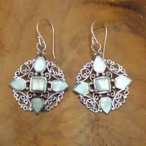 Anting Kerang Bali Perak Asli (Abalone & Mother of Pearl) E1631 - Gambar 4