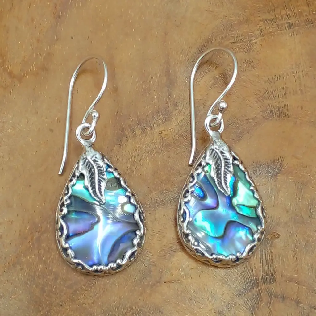 Anting Kerang Bali Perak Asli (Abalone Earrings) E1644