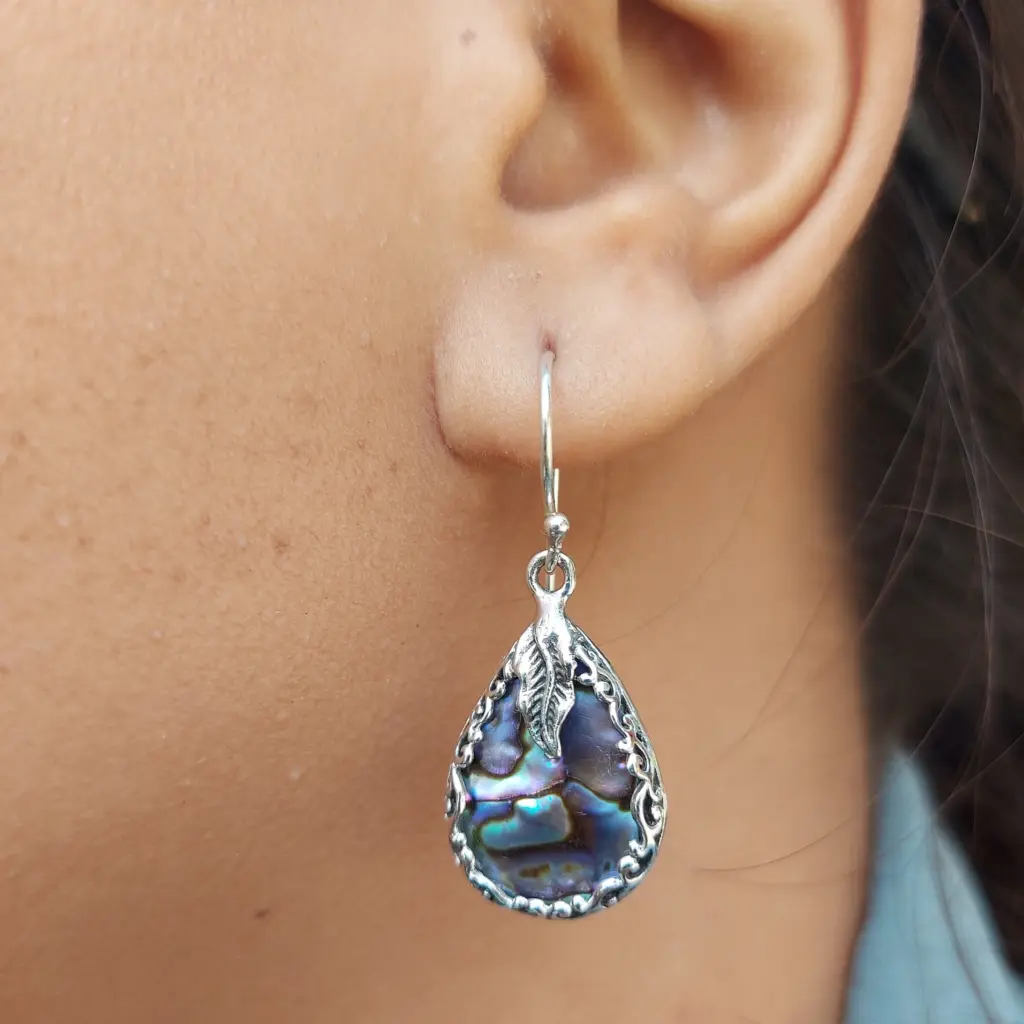 Anting Kerang Bali Perak Asli (Abalone Earrings) E1644