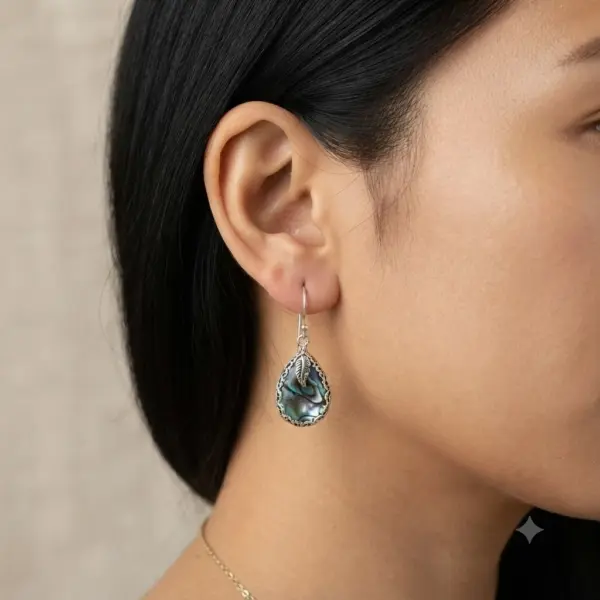 Anting Kerang Bali Perak Asli (Abalone Earrings) E1644