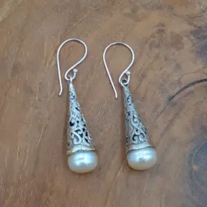 Anting Perak Bali Kojong Mutiara Asli E1646 - Gambar 2