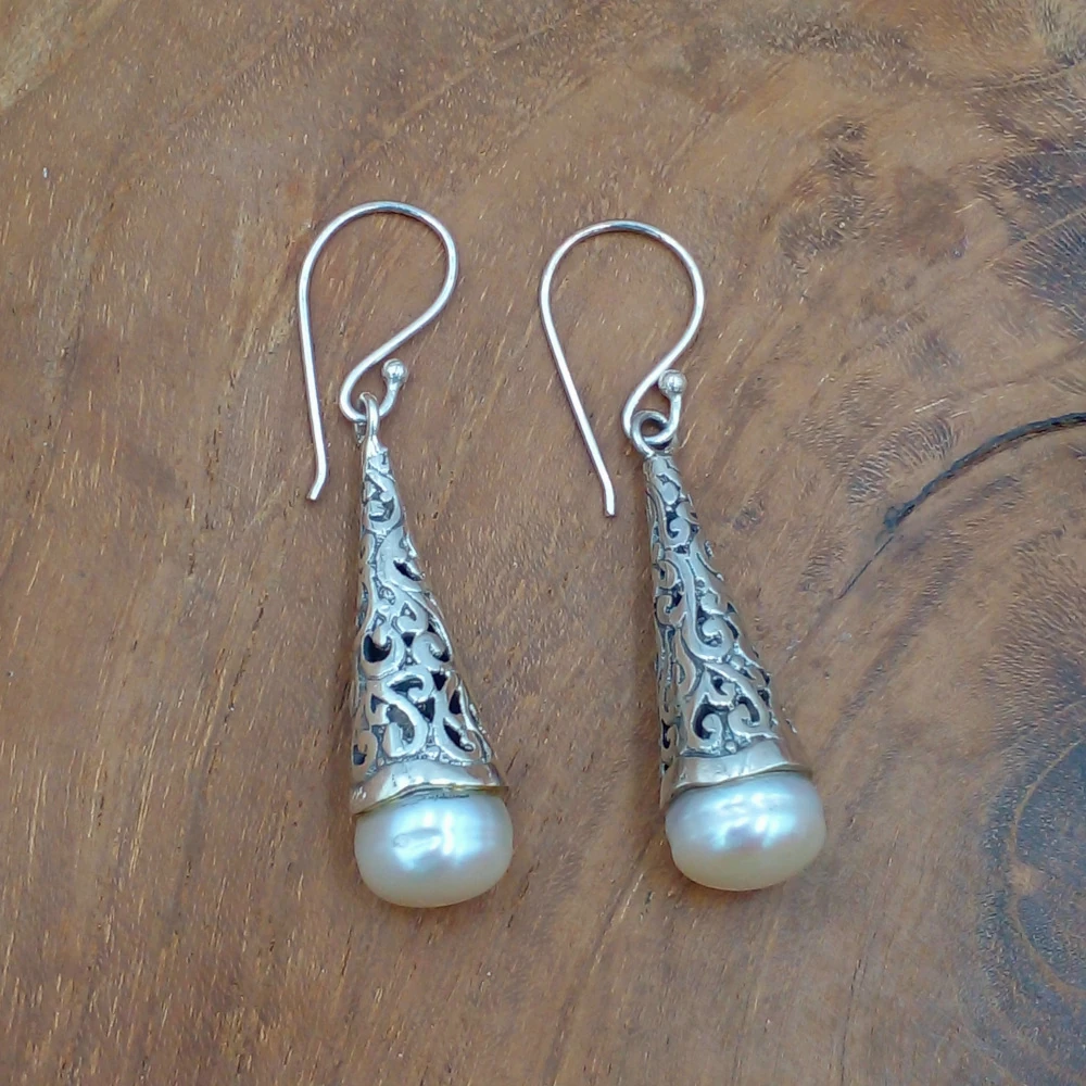 Anting Perak Bali Kojong Mutiara Asli E1646 - Gambar 2