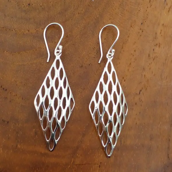 Anting Perak Belah Ketupat Asli (Rhombus Mesh Earrings) E1682