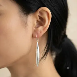 Anting Gantung Wanita Perak Asli (Elongated Marquise Drop) E1684 - Gambar 4