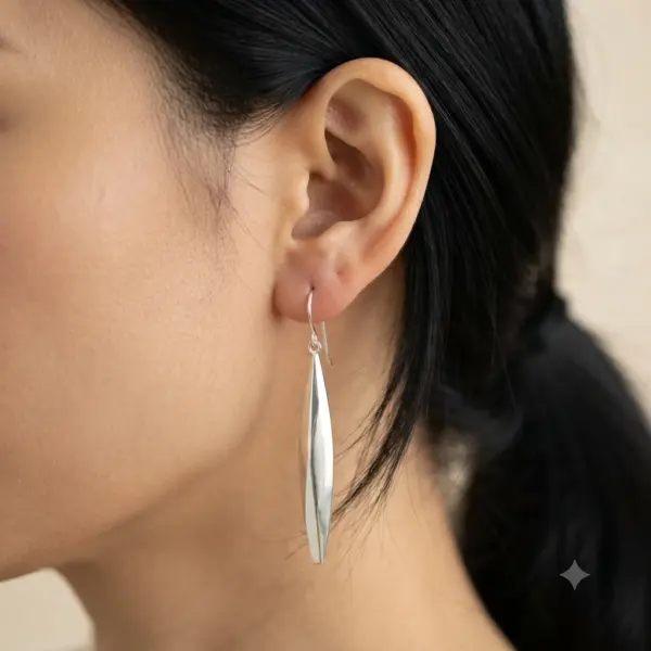 Anting Gantung Wanita Perak Asli (Elongated Marquise Drop) E1684