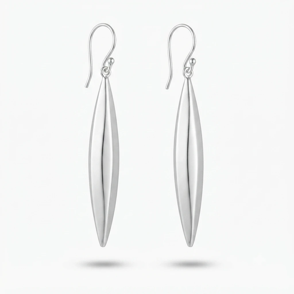 Anting Gantung Wanita Perak Asli (Elongated Marquise Drop) E1684 - Gambar 2