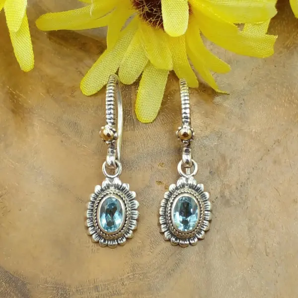 Anting Perak 925 Bunga Permata Asli E1715