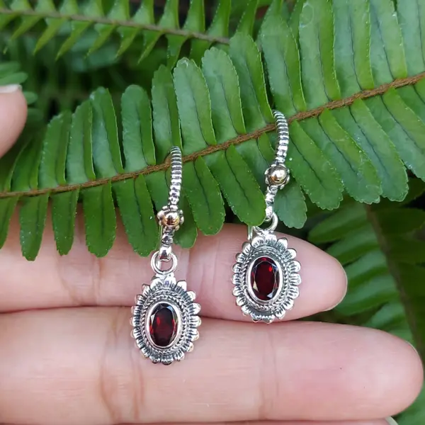 Anting Perak 925 Bunga Permata Asli E1715