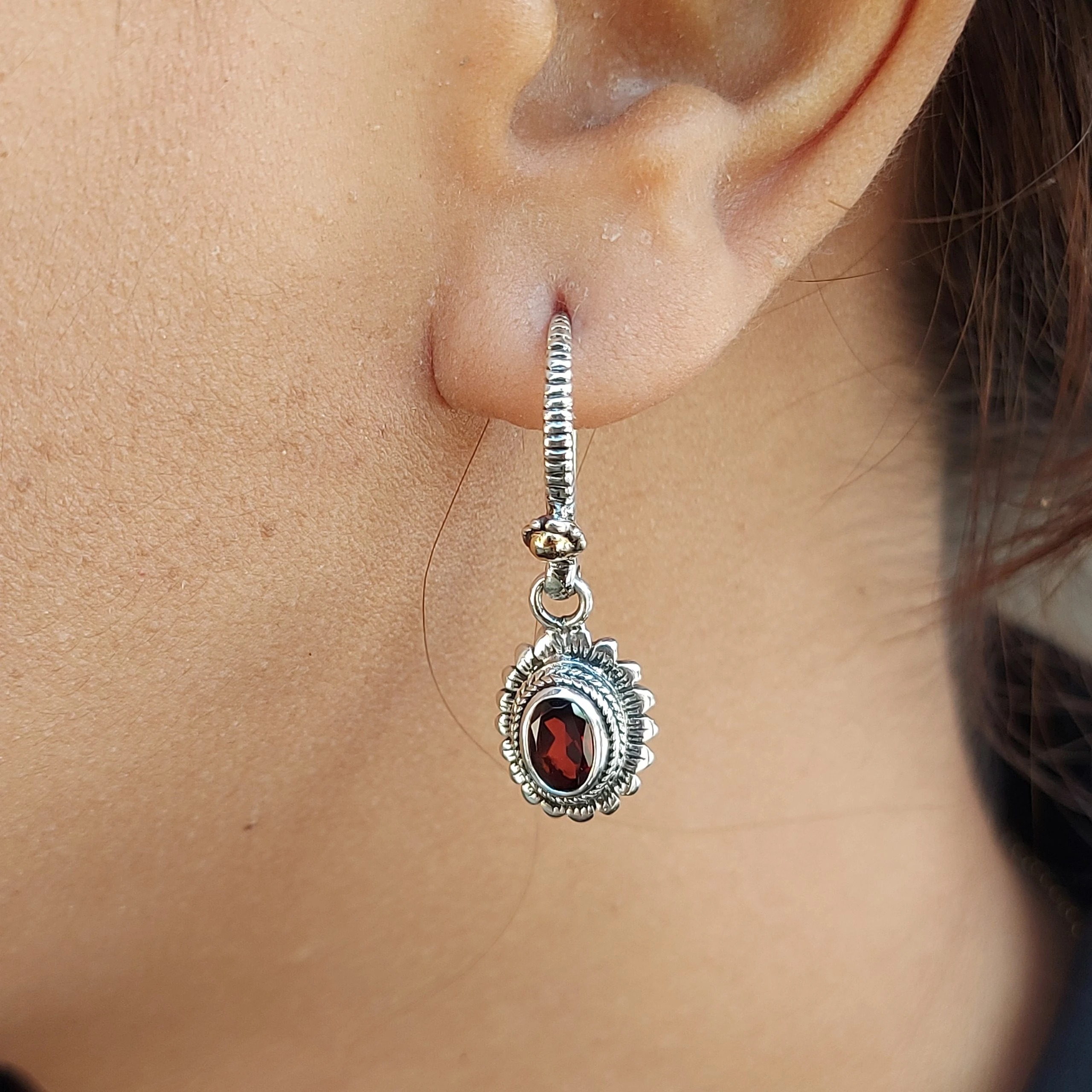Anting Perak 925 Bunga Permata Asli E1715 - Gambar 6