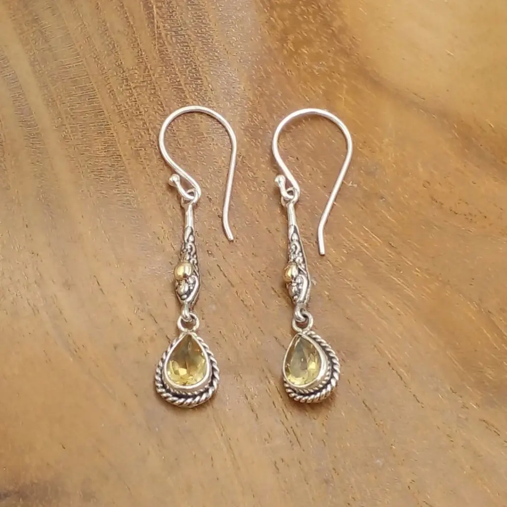 Anting Dangle Perak Bali Permata Asli E1801
