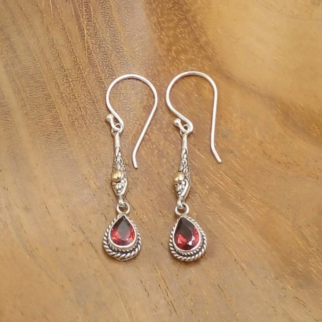 Anting Dangle Perak Bali Permata Asli E1801 - Gambar 3
