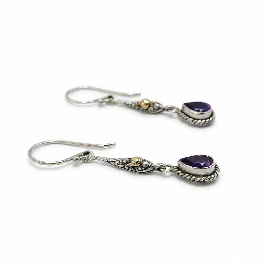 Anting Dangle Perak Bali Permata Asli E1801