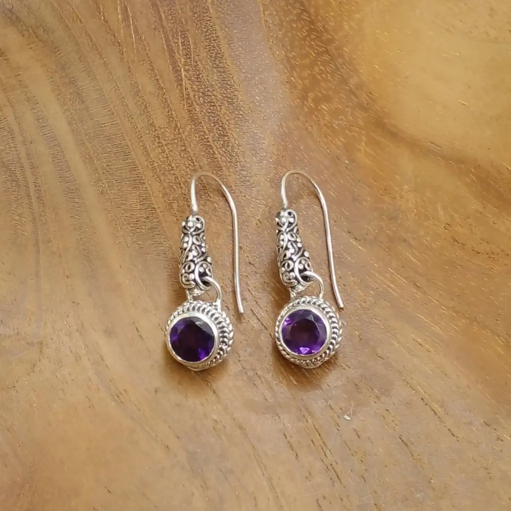 Anting Dangle Perak Bali Permata Asli E1811