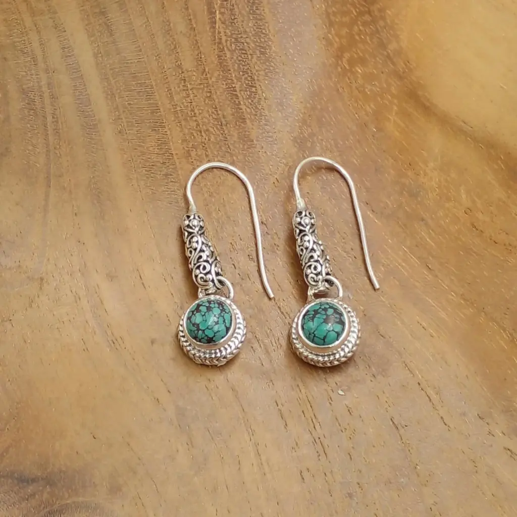 Anting Dangle Perak Bali Permata Asli E1811