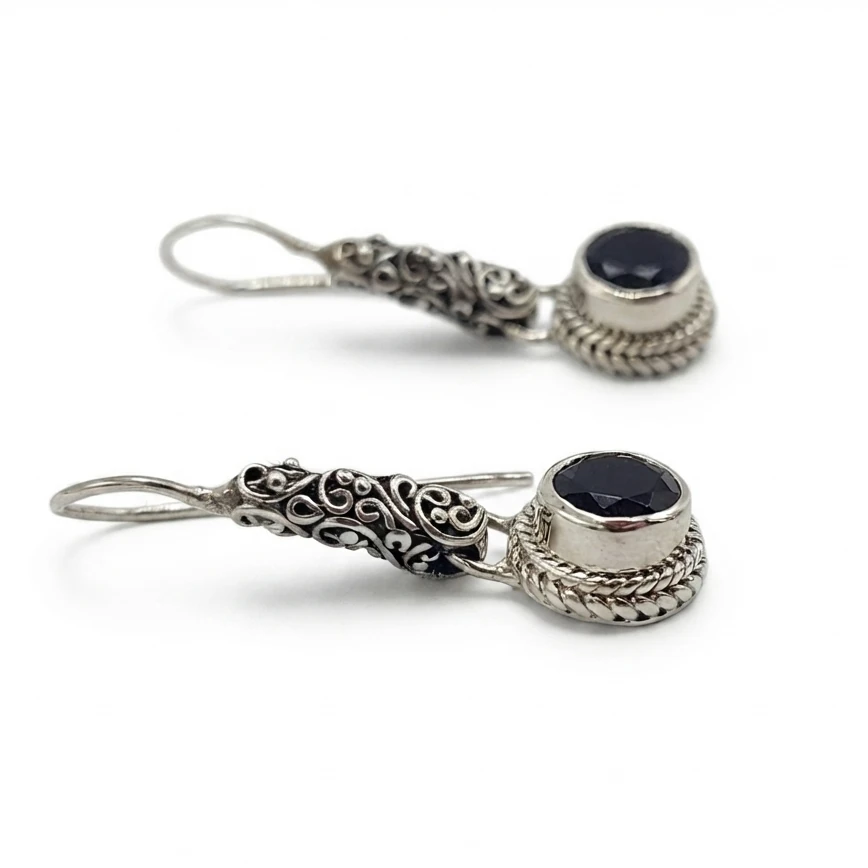 Anting Dangle Perak Bali Permata Asli E1811