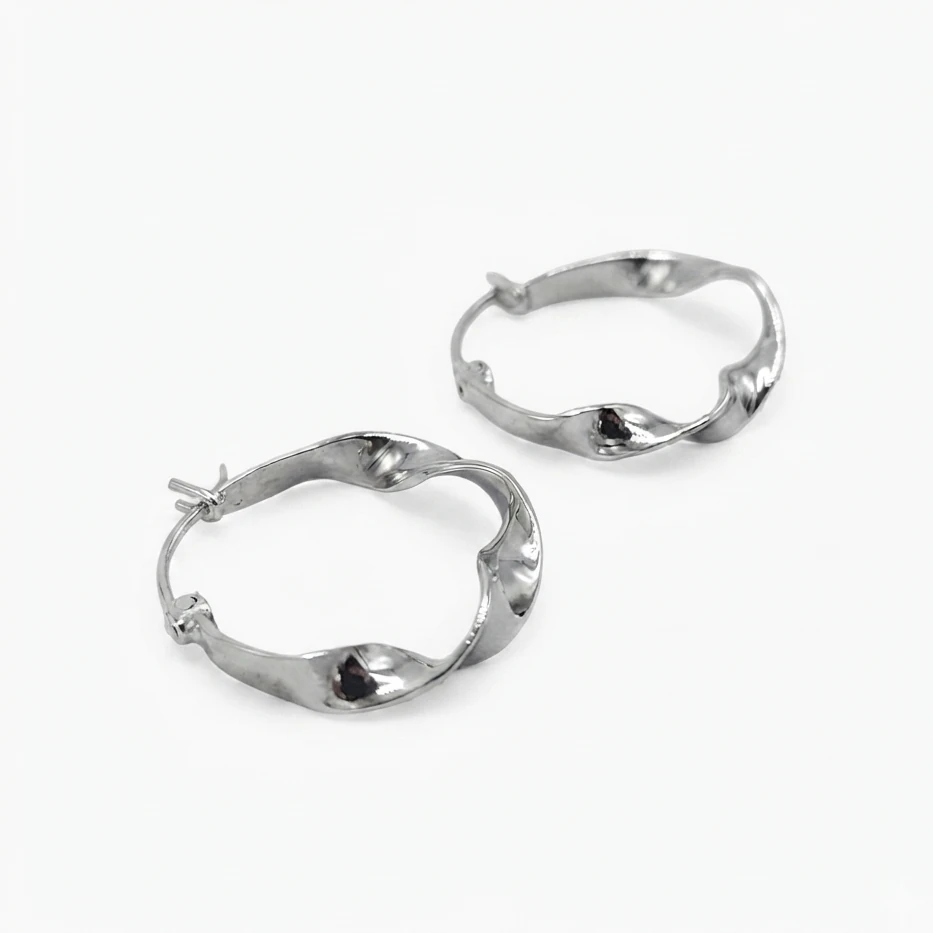 Anting Hoop Perak Asli (Hoop Twist Earrings) E1831M