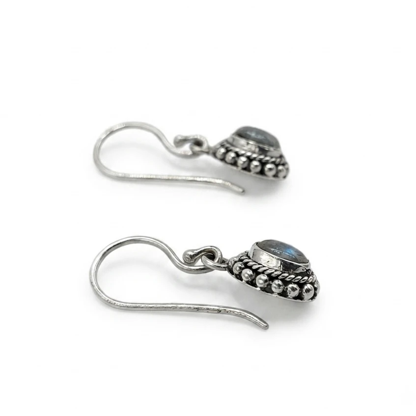 Anting Perak Permata Asli Motif Etnik (Twisted Wire - Jawan) E1857