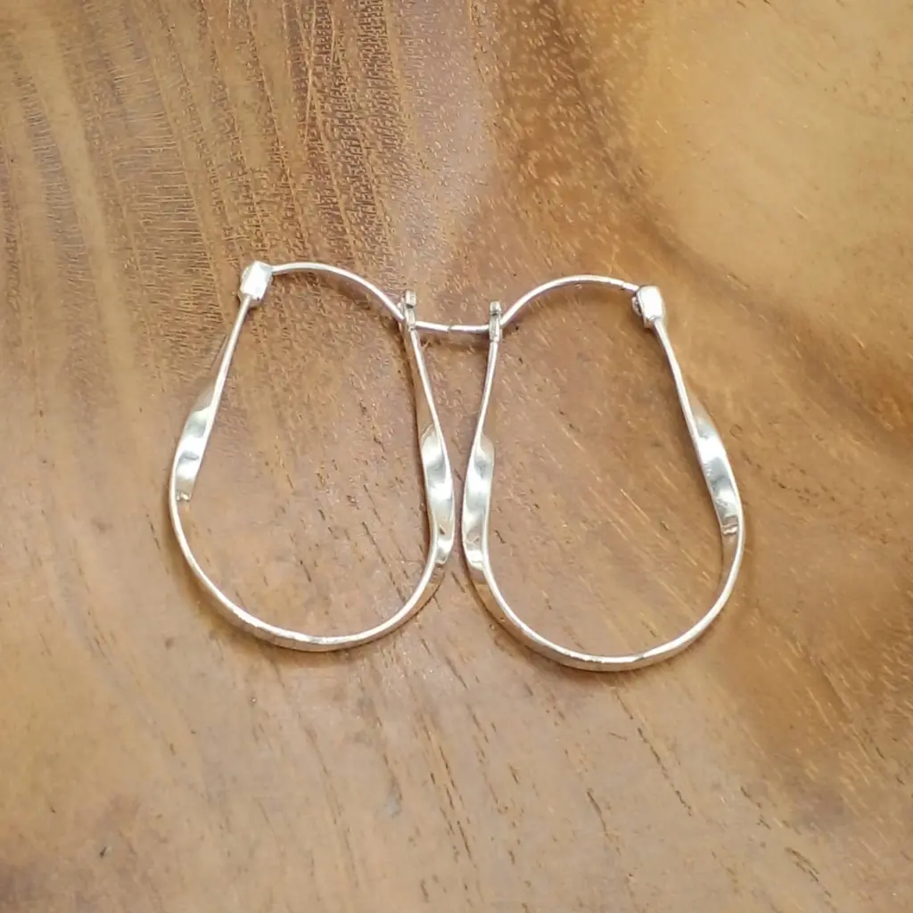 Anting Hoop Perak Asli (Hoop Twist Earrings) E1869