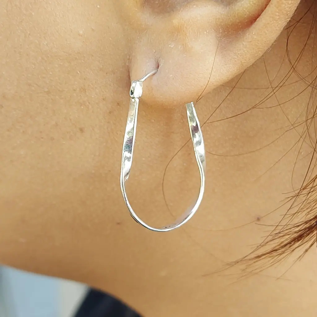 Anting Hoop Perak Asli (Hoop Twist Earrings) E1869