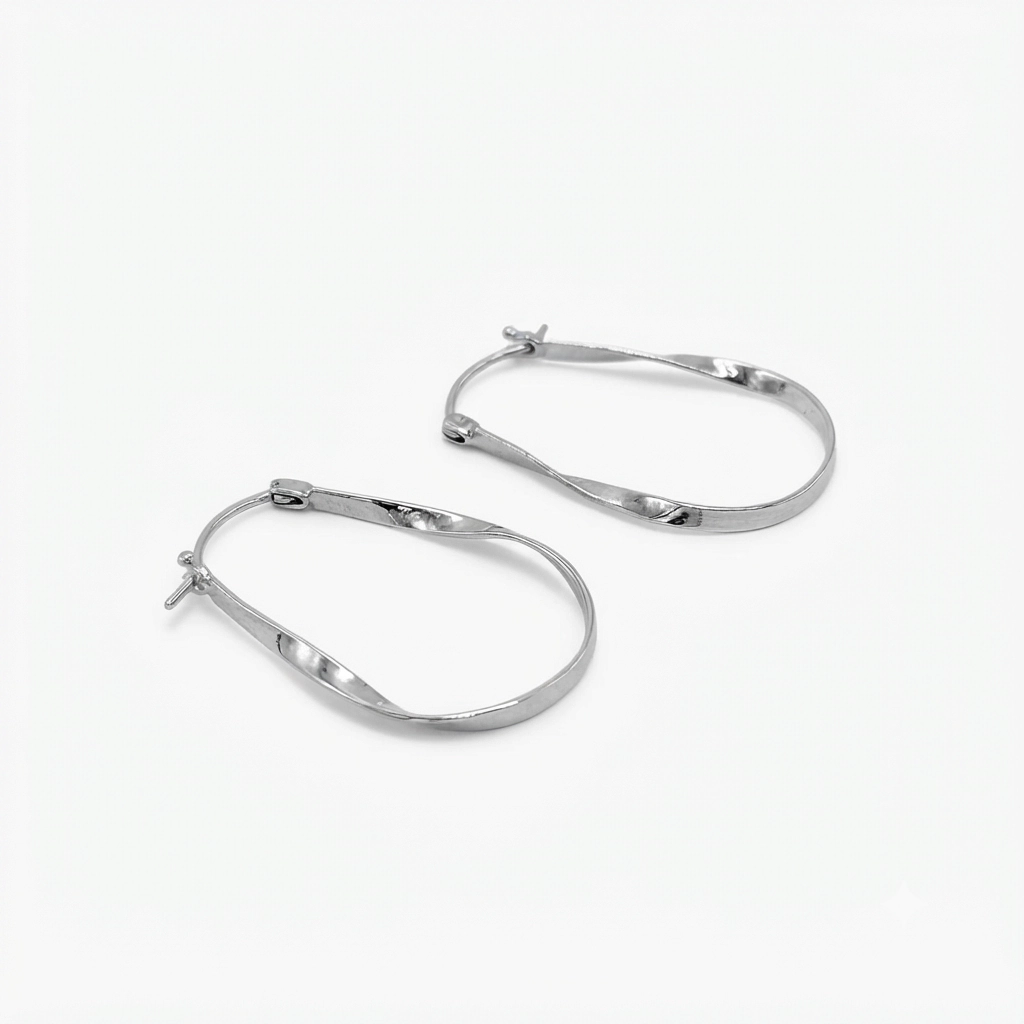Anting Hoop Perak Asli (Hoop Twist Earrings) E1869