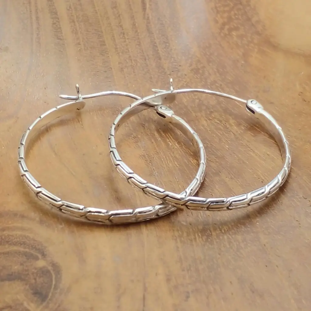 Anting Hoop Perak (Tulang Naga Hoop Earring) E1874