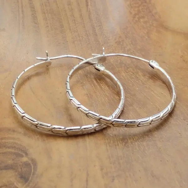 Anting Hoop Silver 925 (Tulang Naga Hoop Earrings) E1874