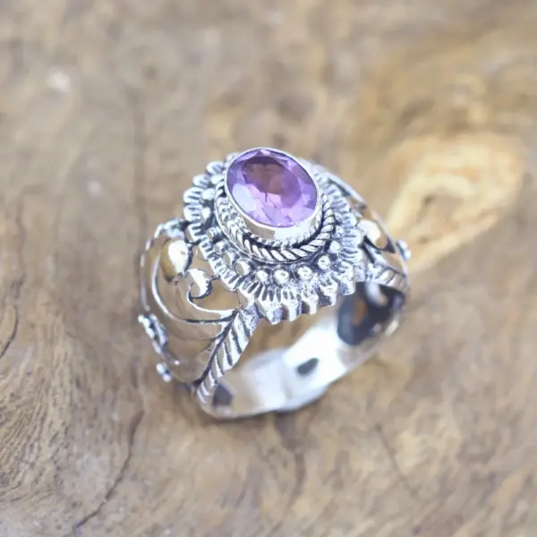 Cincin Amethyst Wanita Perak Asli R204