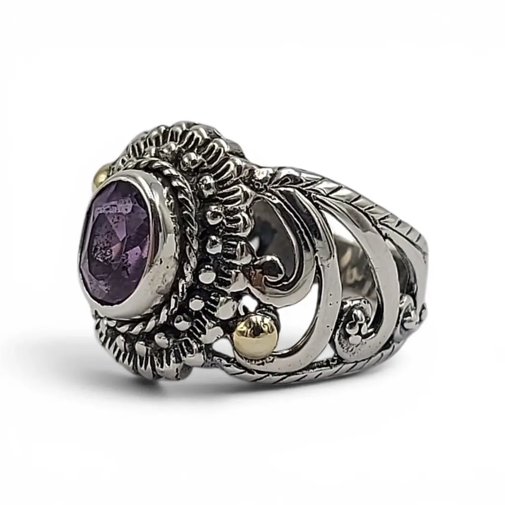 Cincin Amethyst Wanita Perak Asli R204