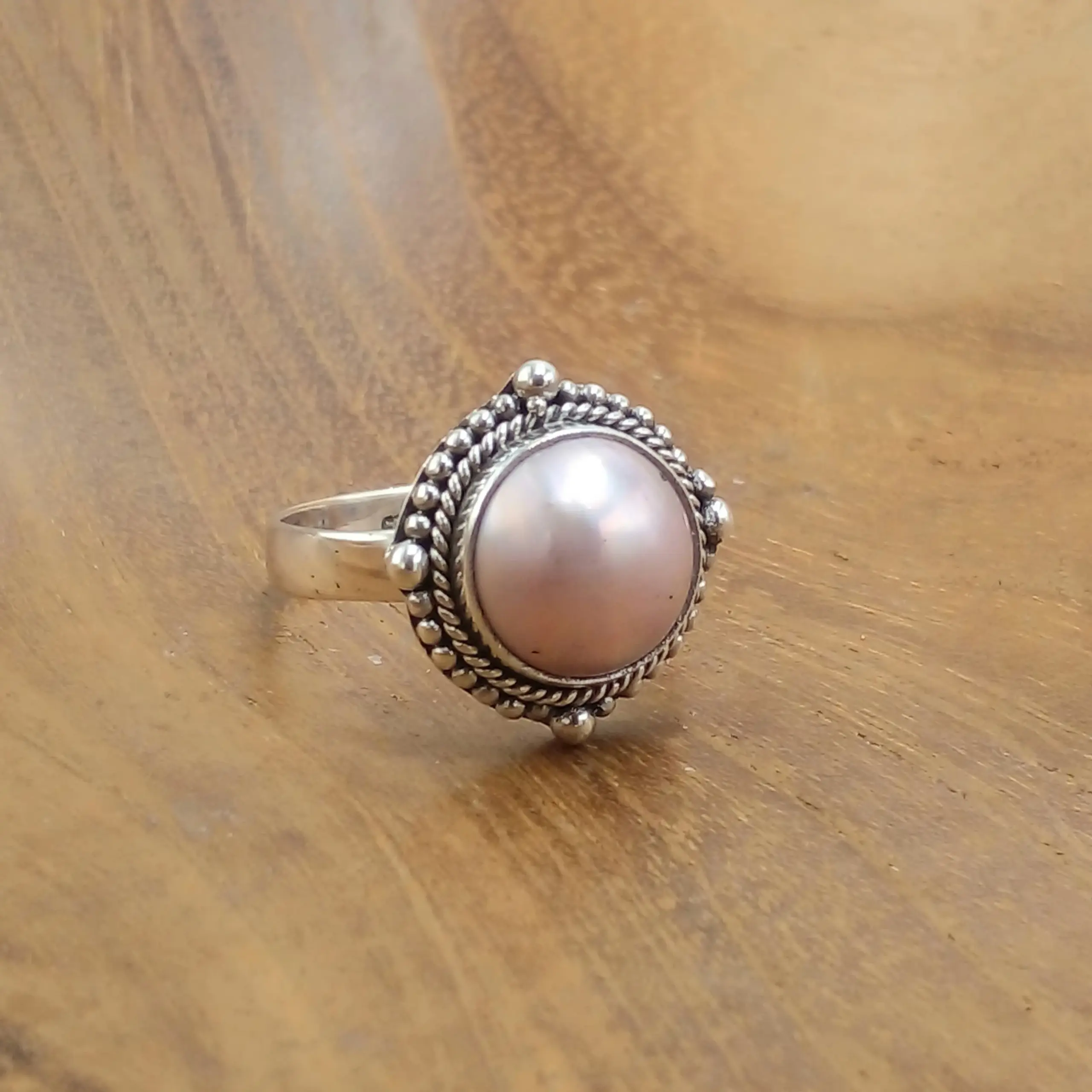 Cincin Perak Mabe Mutiara Asli R685 - Gambar 4