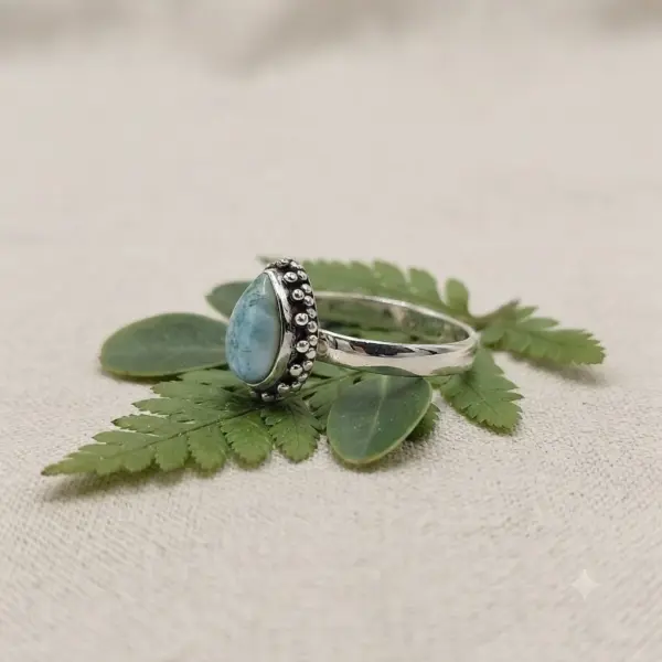 Cincin Perak 925 Permata Larimar R714