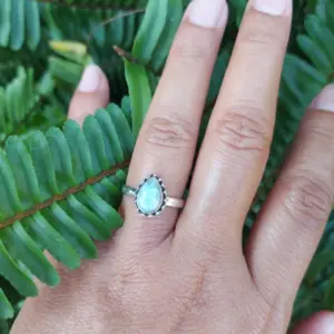 Cincin Perak 925 Permata Larimar R714 - Gambar 5