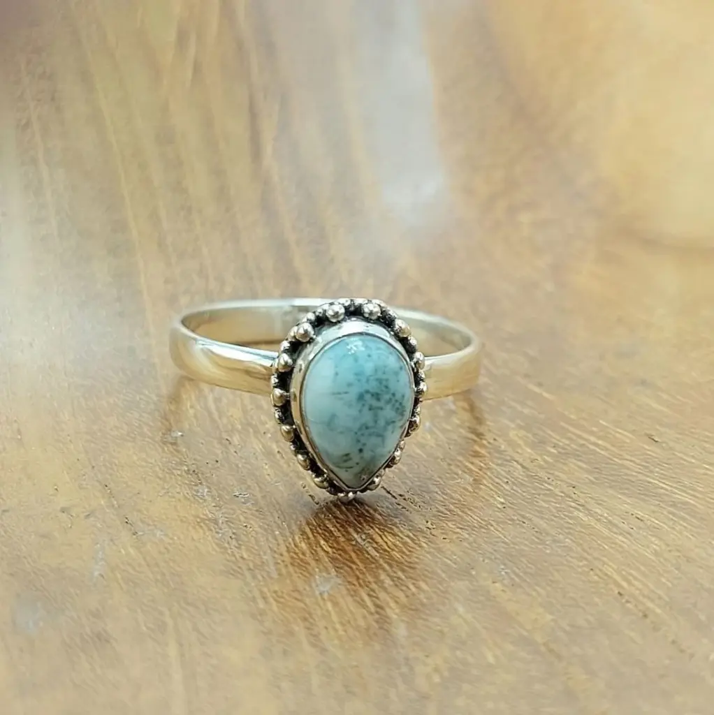 Cincin Perak 925 Permata Larimar R714