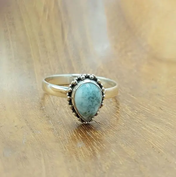 Cincin Perak 925 Permata Larimar R714