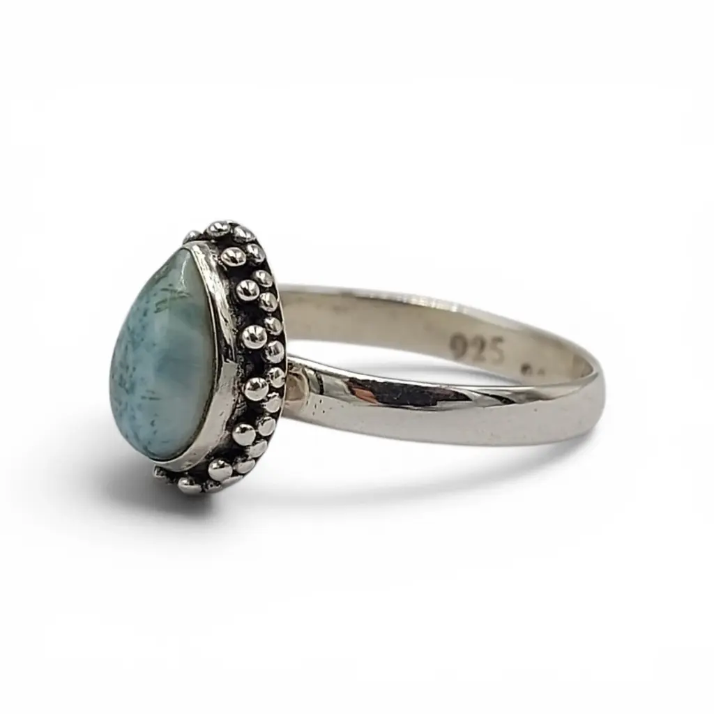 Cincin Perak 925 Permata Larimar R714