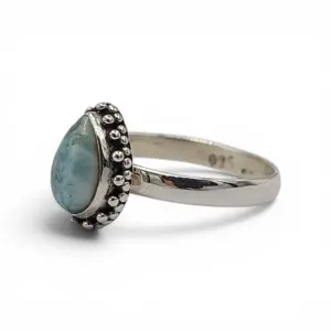 Cincin Perak 925 Permata Larimar R714 - Gambar 2
