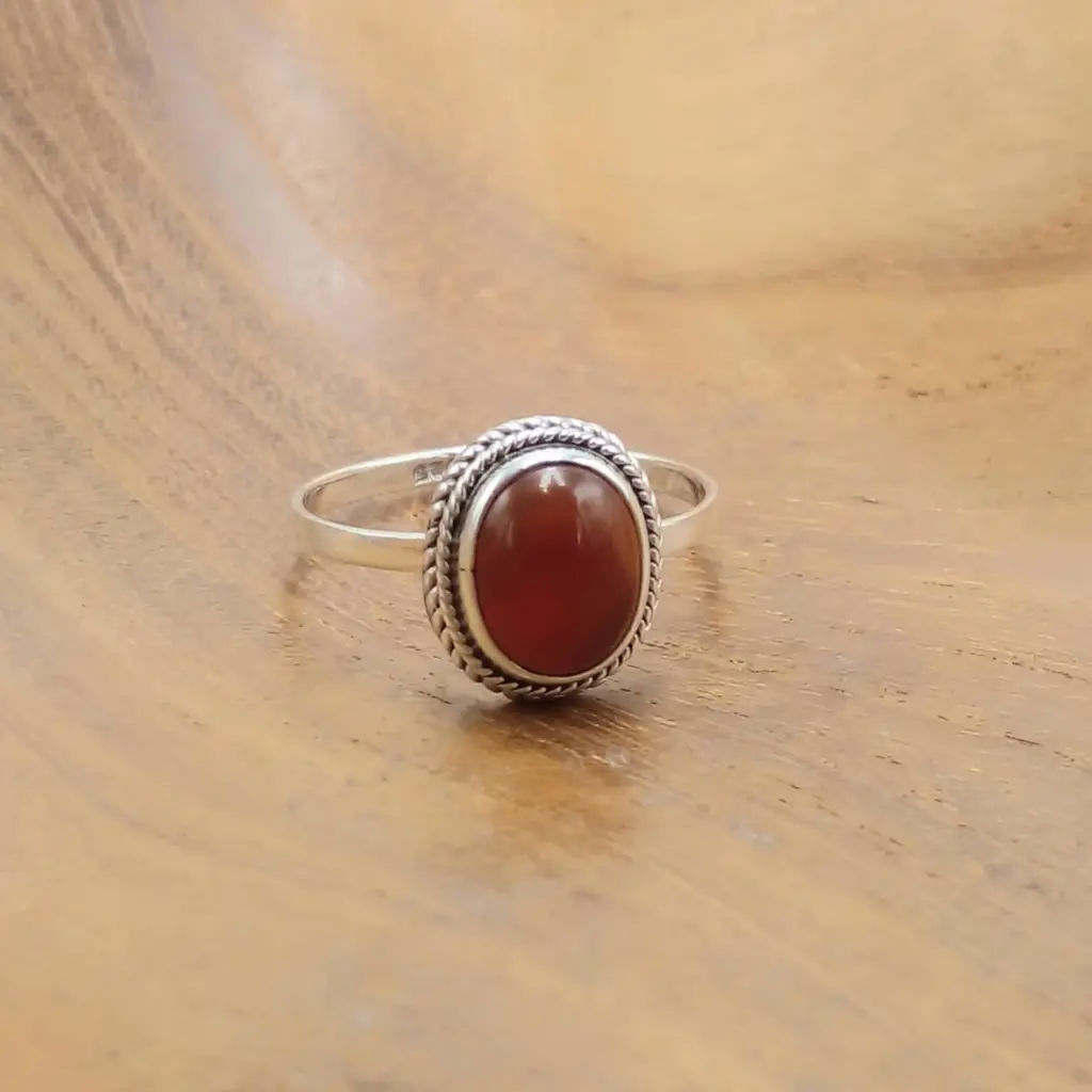 Cincin Perak 925 Permata Carnelian R718