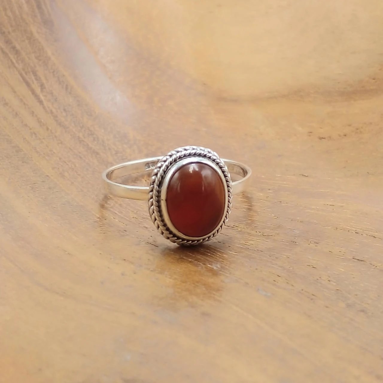 Cincin Perak 925 Permata Carnelian R718 - Gambar 3