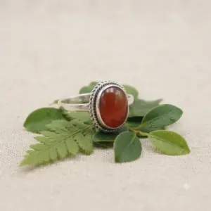 Cincin Perak 925 Permata Carnelian R718 - Gambar 4