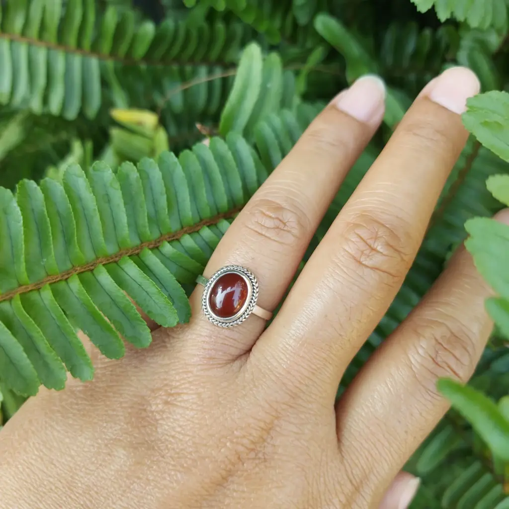 Cincin Perak 925 Permata Carnelian R718