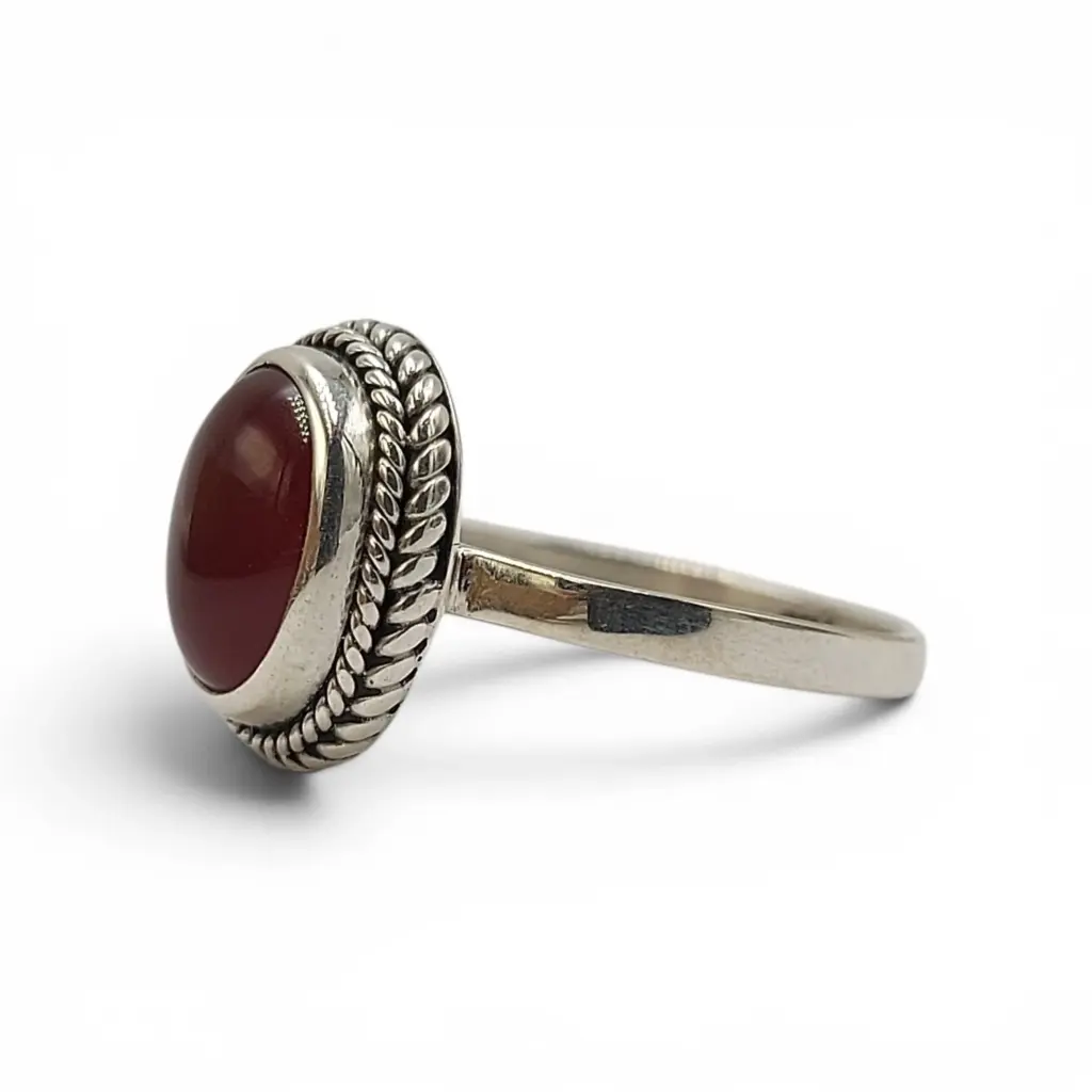 Cincin Perak 925 Permata Carnelian R718