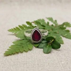 Cincin Perak 925 Permata Garnet R719 - Gambar 4