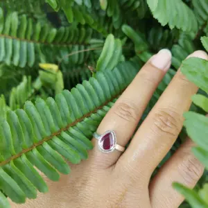 Cincin Perak 925 Permata Garnet R719 - Gambar 5