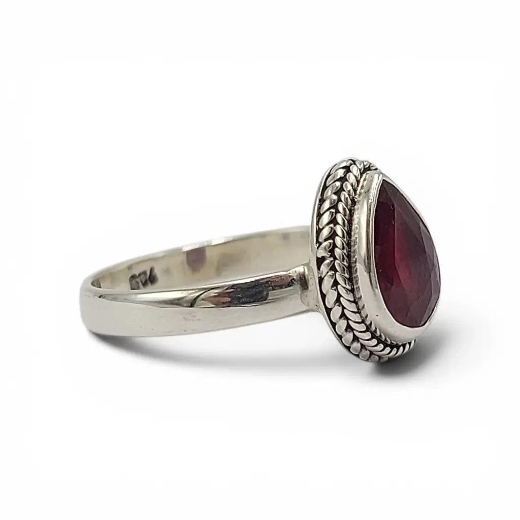 Cincin Perak 925 Permata Garnet R719
