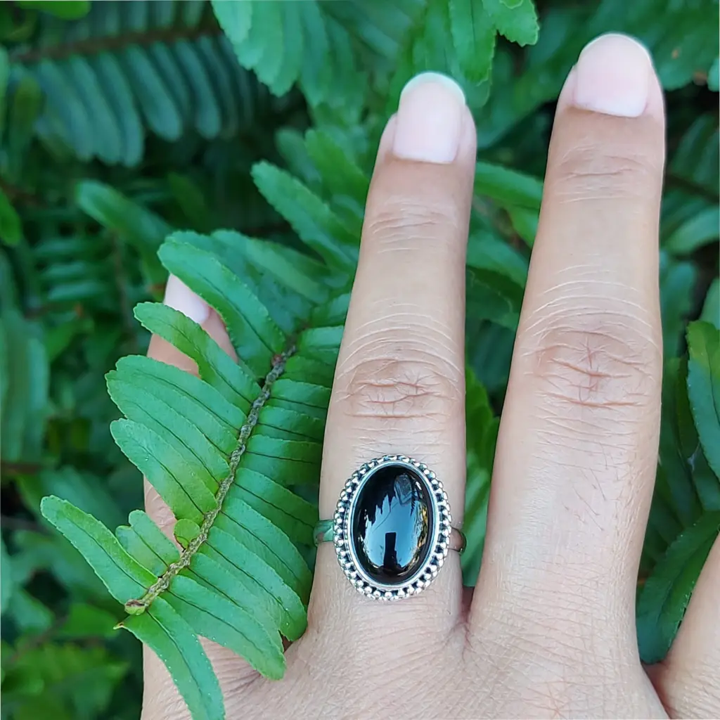 Cincin Wanita Perak Black Onyx R738