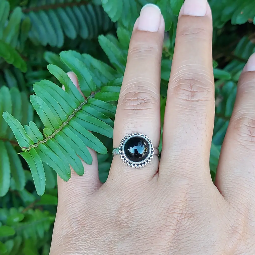 Cincin Wanita Perak Black Onyx R738
