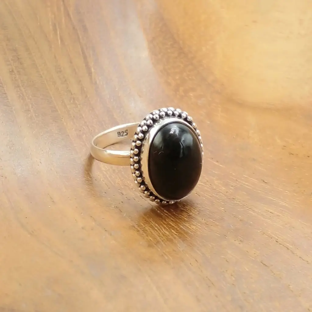 Cincin Wanita Perak Black Onyx R738